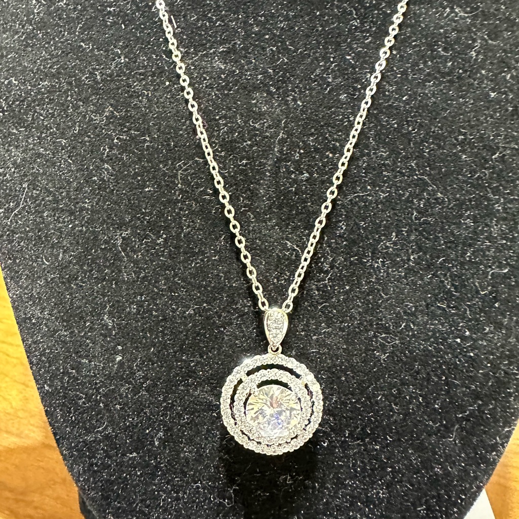 Silver Tone And Rhinestone Necklace